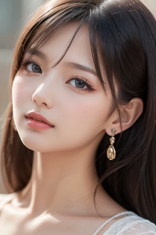 1 female, Beautiful Japanese actresses, Age 25, Double Eye,mile, Detailed face, Big earrings，Large Necklace, Flashy makeup using red eyeshadow，light brown delicate middle cut hair，The tips of the hair are wavy，Classy hairstyle，Fine grain,Slender actress, Large breasts, valley, Small hips, Side Bust Barbosa), Sexy silk embroidered mermaid dress:1.2), break long black hair, BREAK ceremony, Red carpet, Official Art，Highly detailed CG Unity 8k wallpaper, (masterpiece:1.0),(highest quality:1.0), photo shoot, 8k, Browsing Caution, High resolution, Kodak Portrait 400, Film Grain, Lens flare brilliance,Show Viewer, View from the front