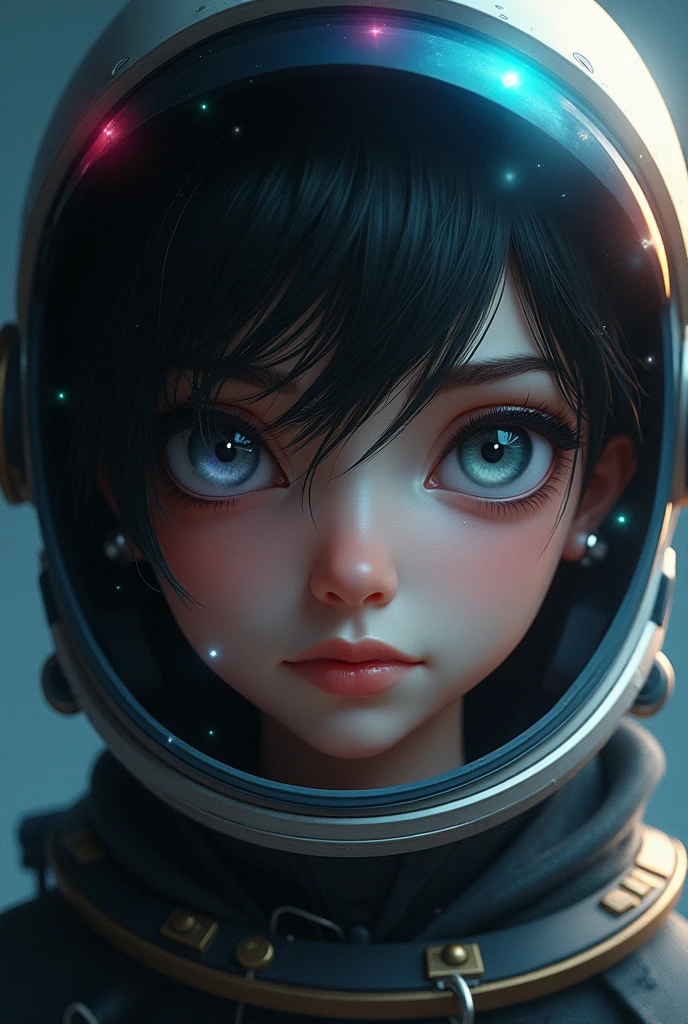 There is a close-up of a doll in a spacesuit, Rendu portrait 8k, portrait anime space cadet girl, pouty look :: rendering by octane, 8 k cg render, portrait of an ai astronaut, girl in space, 3 D rendering character art 8 K, Soft portrait shot 8 K, Personagem pequeno. Unreal Engine 5, 3 d render 8 k shoot,bit girl