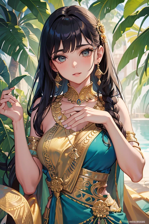 ((Realistic:1.5)),Ulzzang-6500:1.4,((Best quality)), ((Masterpiece)),((Detailed)),2girls,duo,{2 beautiful women}, (Upper body:1.3),Hug and touch each other, Tease your friend's waist, Breathless friends, Biting a friend's earlobe, crouched,super wide shot,Face focus, Long legs,Curvy, Barefoot,Wide hips, Thin legs, Oversized eyes,Long eyelashes, (Detailed face,beautidful eyes, detailedpupils,detailed clothes features, Clear background:1.3), (armlets, bangle:1.3), Mysterious ancient ruins, floresta exuberante, Deep canyon,bridge,River,cliff,Cloud,lakes,Rock music,Waterfalls, Flowers, Grass,grape trees,tree,bright detail,Sharp,Perfect compounding, Intricate, Sharp focus, Dramatic,