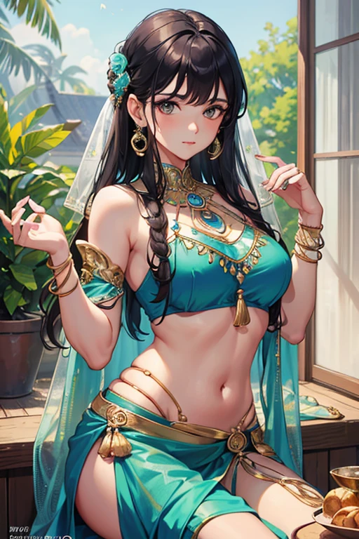 Belly dance attire cover pussy,cover nipple,single cloth with necklace and accessories,asian,anime,horny face