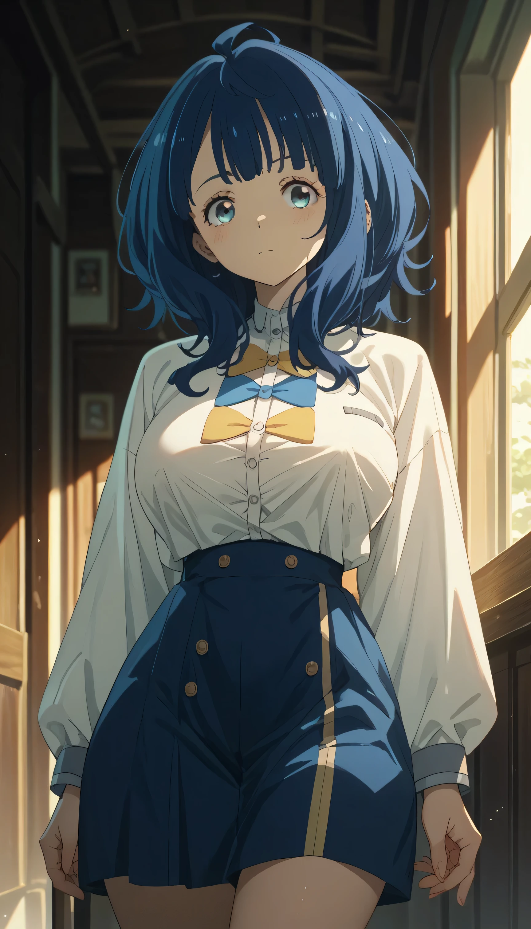 yanamianna, Big breasted girl with full view of her underwear without closing the buttons on her uniform