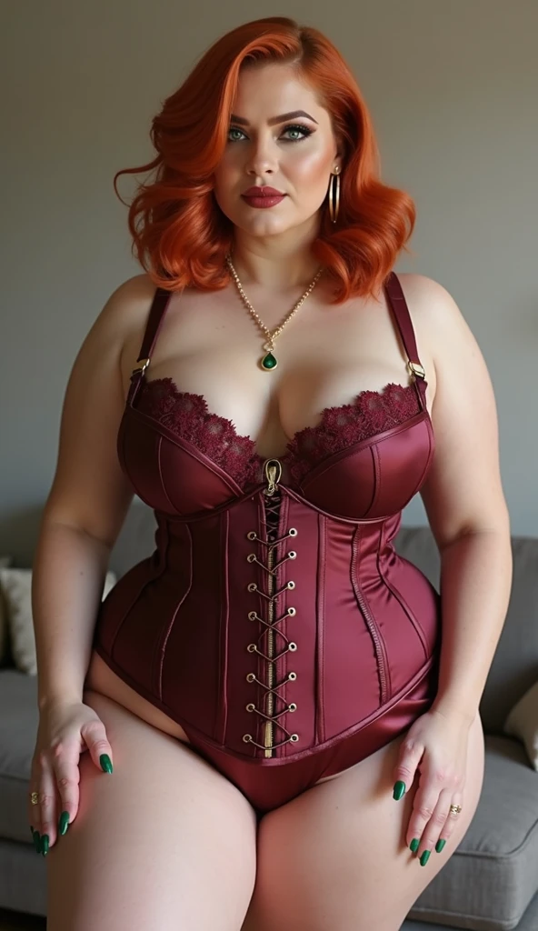 (Beautiful Girl Mom:1.5), Wearing a sexy corset, Stockings and garter belts, spreads her legs, (((Huge breasts, cleavage))), ((thick thighs, an hourglass figure)), (toppless), (Nipple pasties:1.5) ((dark red ripple eyes)), ((Long ponytail)), ((Red hair)) PhotoRealistic, Photo, masutepiece, Realistic, Realism, PhotoRealism, High contrast, PhotoRealistic digital art trending on Artstation 8k HD high definition Detailed Realistic, Detailed, Skin Texture, hyper Detailed, Realistic Skin Texture, armature, Best Quality, 超A high resolution, (PhotoRealistic:1.4),, High resolution, Detailed, raw Photo, Sharp Re, by lee jeffries nikon d850 film stock Photograph 4 kodak portra 400 camera f1.6 lens rich colors hyper Realistic lifelike texture dramatic lighting unrealengine trending on artstation cinestill 800,