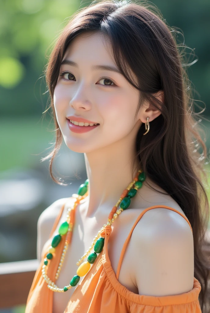 8k, masterpiece, original photo, best quality, Reality, Extremely detailed CG Unity 8K wallpaper, Depth of Field, Movie Lighting, lens flare, Ray Tracing, (Extremely beautiful face, Beautiful lips, beautiful eyes), Intricately detailed face, ((Ultra-delicate skin), Beautiful 1 girl best quality photos, Ultra-high resolution, (Realistically:1.4),Cute hairpin,1 girl,Red long hair,Cropped sweater ,Beautiful slim woman:1.4, on the island,Super thin face,Exquisite eyes,double eyelids,Necklace