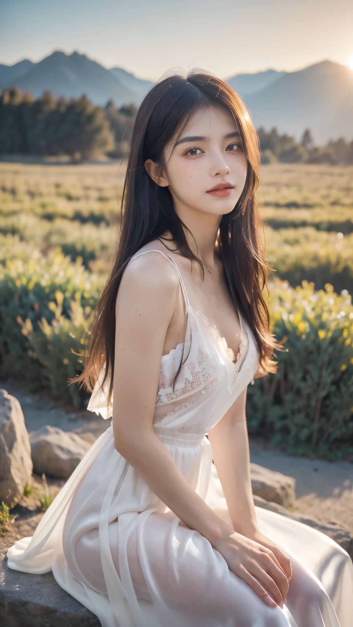 fashion photoshoot: 1 woman,soft light,rim light,beautiful,realistic,RAW photos,natural skin texture,realistic 눈과 얼굴 디테일,surrealism,ultra high resolution,4K,best quality,masterpiece,Fashion Magazines,vogue magazine,g-cup,Quirky Fashion,magazine cover,touch one's chest,크기가 big_i know it well,femur_gap,floating_hair,hair_blowing,shining_skin,big_femur,Thick_femur,Wearing only an open blazer,underwear