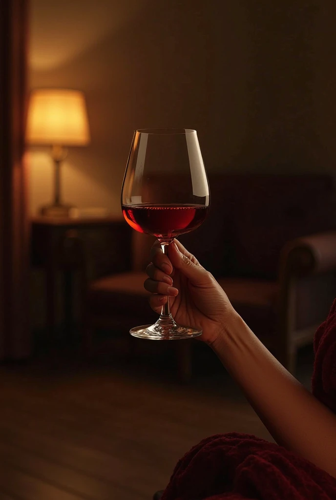A glass of whiskey stained with blood