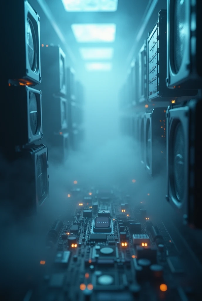 Surrealist art <lora:FF-Halloween-IT:1> <lora:Halloween.FFusion.AI-TECH:1> ghosts in a server room, the ghosts in the machine, haunted spaceship hallway, ghost room, eerie nostalgic concept art, robot in a server room, futuristic cloning facility, ghost in the machine, ghosts, ghostly spirits, digital horror artwork, the ghost in the machine, spooky creepy liminal space, cyberpunk cloisters, cyber skeletons, in realistic data center . Dreamlike, mysterious, provocative, symbolic, intricate, detailed