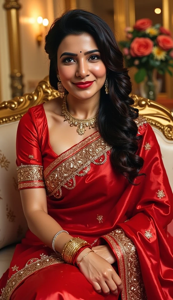 sunny leon in red saree
