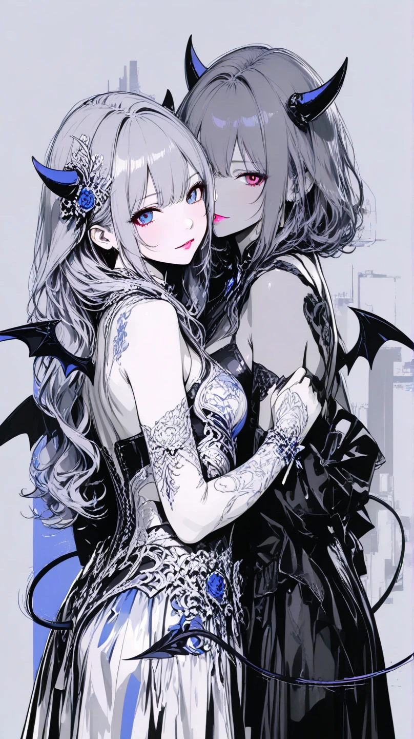 dark,girl,bat,wing,purple hear,,devil