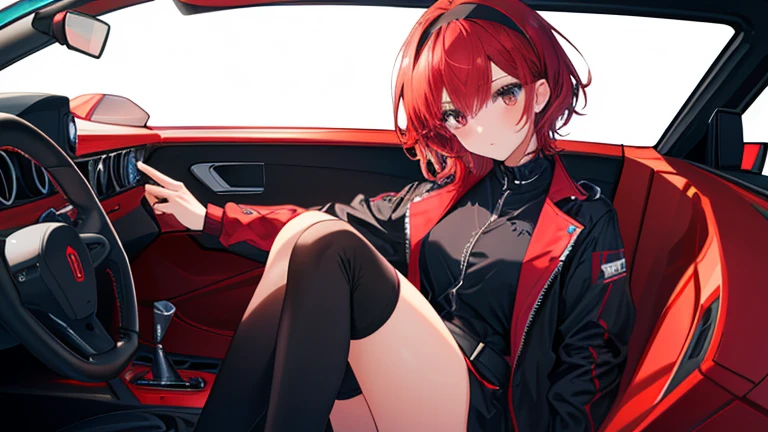 A Zero Two from Darling in the Franxx in a Mitsubishi Lancer Evo 10