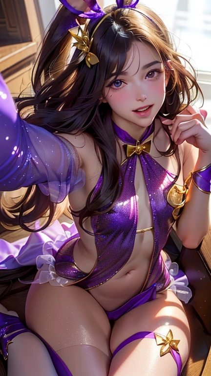 ((((Best Quality, 8K, 32K, masterpiece, 1.2)))),{{solo}},nsfw,{{{Artist: EUPHORIA's style}}},((perfect beautiful face:1.2)), in love hotel, wearing butterfly dress, netorare, netorare face, spreading pussy with fingers, embarrassed, high quality of vagina, vivid pussy,((a lot of public hairs:1.1)),