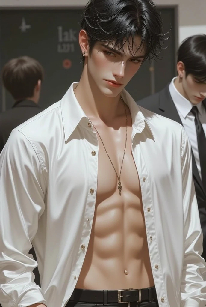 Obra maestra, hombre joven, elegante, juvenil, muscular, light brown hair, Santo, desnudo, enredadera que cubre los genitales, pose sexy, seductor, Iglesia cristiana, crucifijo, retrato, sin ropa, tocandose el miembri