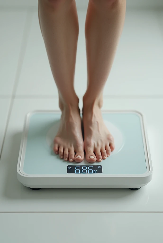 Digital human weight scale that shows 47.65 kilograms with 2 feets showing