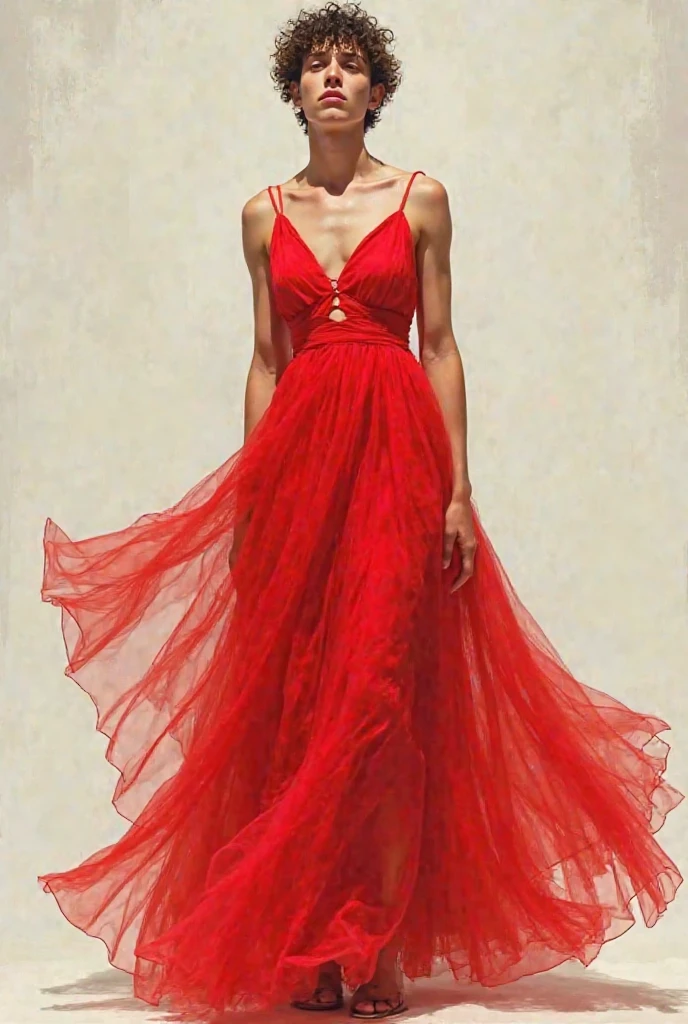 An artistic dress with fabric wrapped around it. I like the ancient Roman feel of the fabric. It's more horizontal so it looks like it's just wrapped around.、But somehow it feels artistic.!Sketch style please!
I want it to be a little more gorgeous and voluminous.!very good!And then a bit more artistic!
You don't need a round one、Add a little more glamour with fabric