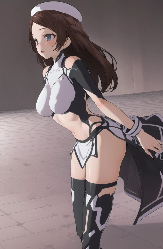 nsfw,((one man and one woman,having sex)),on stomach,from behind,((masterpiece:1.4, best quality)),(miyu:1.2),1girl,brown eyes,(:1.4),plump thighs,simple background,Highest image quality,masterpiece