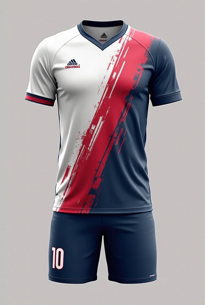 Create a white, blue and red physical education school uniform that says Justo Sierra and has a torch on the uniform
