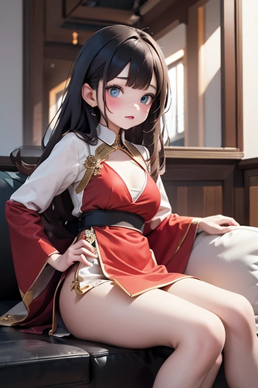 1 girl, Age 28, Chinese girl, She has long, straight black hair, Golden eyes and a cruel glint. She wore a purple hanfu adorned with gold.. A cold demeanor, Sitting on the throne with great grandeur, imagination, , naturally, , Highest quality, skin texture, complicated details, (movie light), raw photos, 8ก,Very detailed,ภาพประกอบที่มีรายVery detailed,มีรายVery detailed,complicated details,height,complicated detailsมาก,มีรายVery detailed 8ก cg wallpaper (Masterpiece, best quality:1.2),Dress conservatively：1.3）, Delicate and beautiful face, mature, evil smile, Long legs, Slender legs, (Slender legsยาว:1.2), Barefoot, (Ink stains) beautiful figure painting, Clothing ink style, traditional Chinese painting, Bismuth squid, from above, Masterpiece, Highly detailed