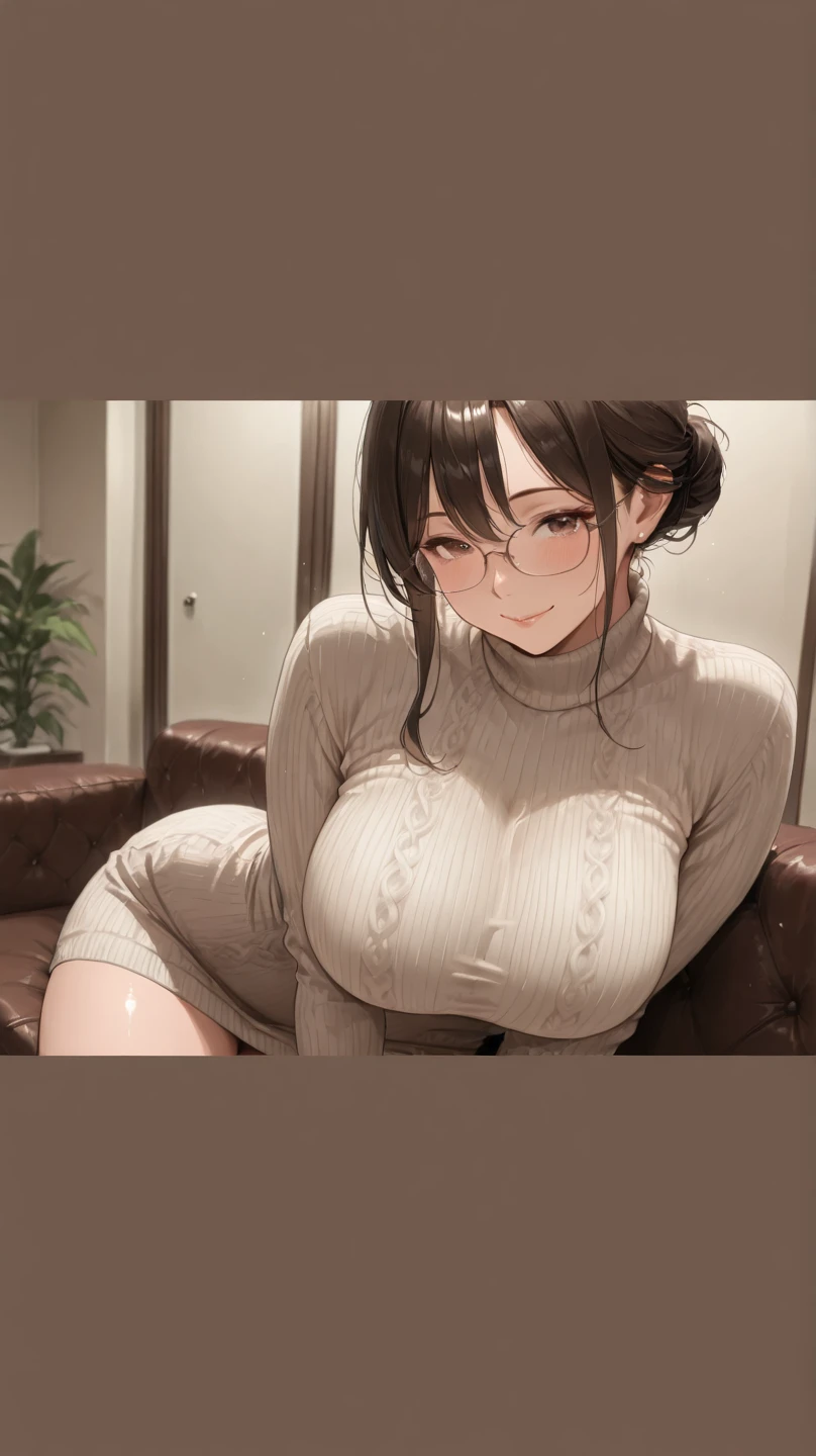 (masterpiece、top-quality、intricate detailes、The ultra-detailliert、ultra-quality、hight resolution、Best Shadows、The best lighting、4K)Kasen Tosu、Colossal tits、详细的脸:1、Brown-eyed、The eye、细致背景、Warm lighting、colourfull、Take a walk around the city、Mole on the face、Mass sweat、Big glasses、Plain clothes、