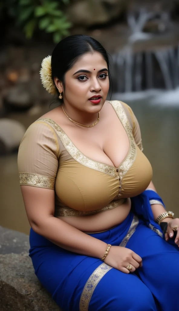 1 Heavenly beautiful and goddess beauty cute and sweet looking face Indian female in front of Tongli Water Town, China, Heavenly beautiful Overweight, Heavenly beautiful Extremely fat, Heavenly beautiful and attractive Chubby figure , Heavenly beautiful looking and eye catching luxury style tight fitting strapless blouse and Bomkai silk sarees , reaching out, Heavenly beautiful Arabian woman, 16k, High resolution, masterpiece, highest quality, fine skin, outside view, Realistic Photograph, size 45 and waist size 32, close up face view