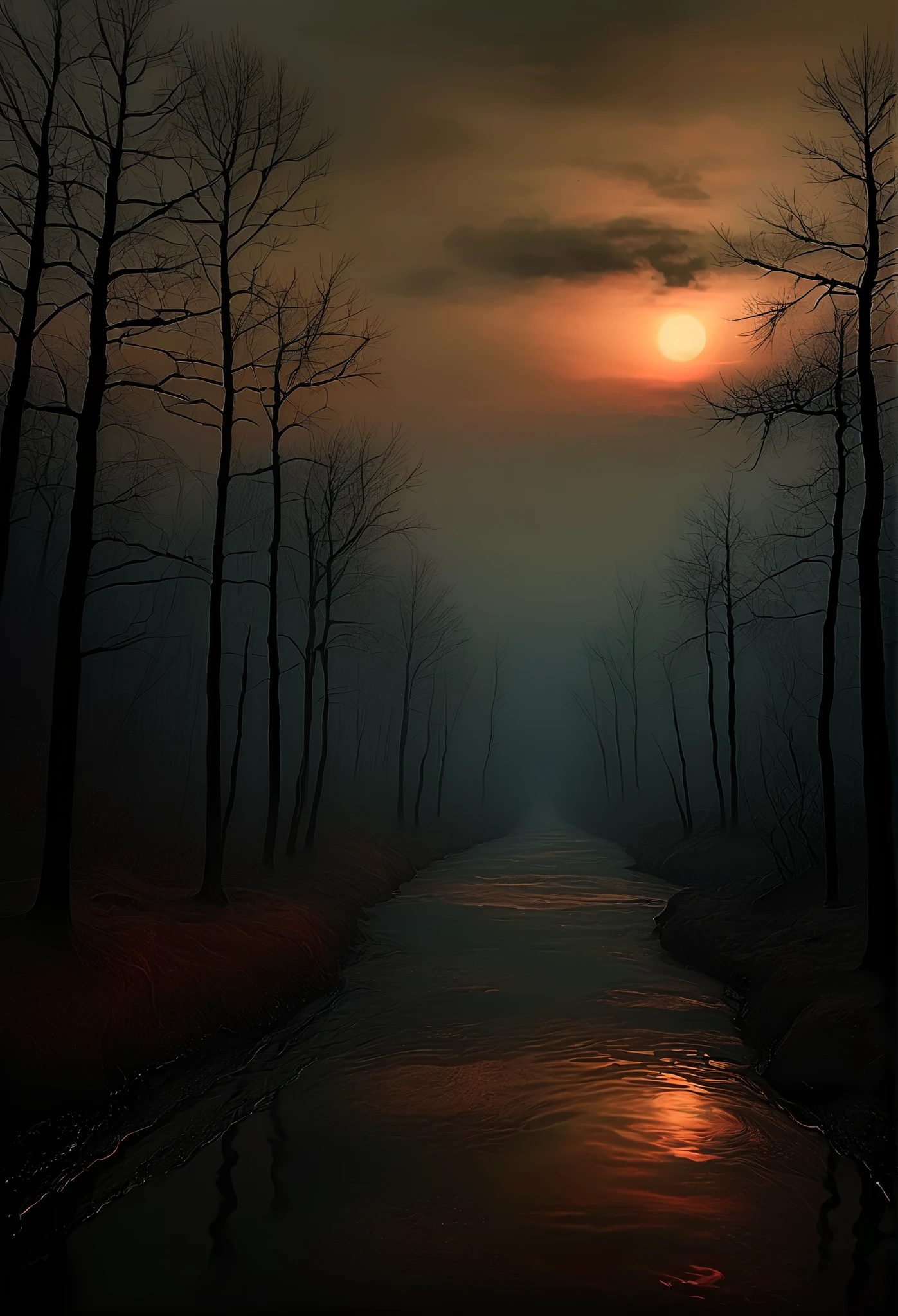 Silent Hill is a damned city. Forgotten, gloomy, terrible shadows in the city. In the style of Ralph Blakelock, Ed Emshwiller, Marianne Wroten, Arthur Rackham. Very beautiful, gouache, cinematic, dark, creepy, mysterious, modern vintage, rich deep colors, boho style. The fog is thick fog. Yoshitaka Amano, Ohara Koson, Gian Lorenzo Bernini, Jean-Baptiste Monge, Tetsuya Nomura, ultra-stunning lighting, billowing black smoke, super detail, stunning composition. hyperrealistic photography, --niji 5 --ar 2:3 --expressive style --v 5.