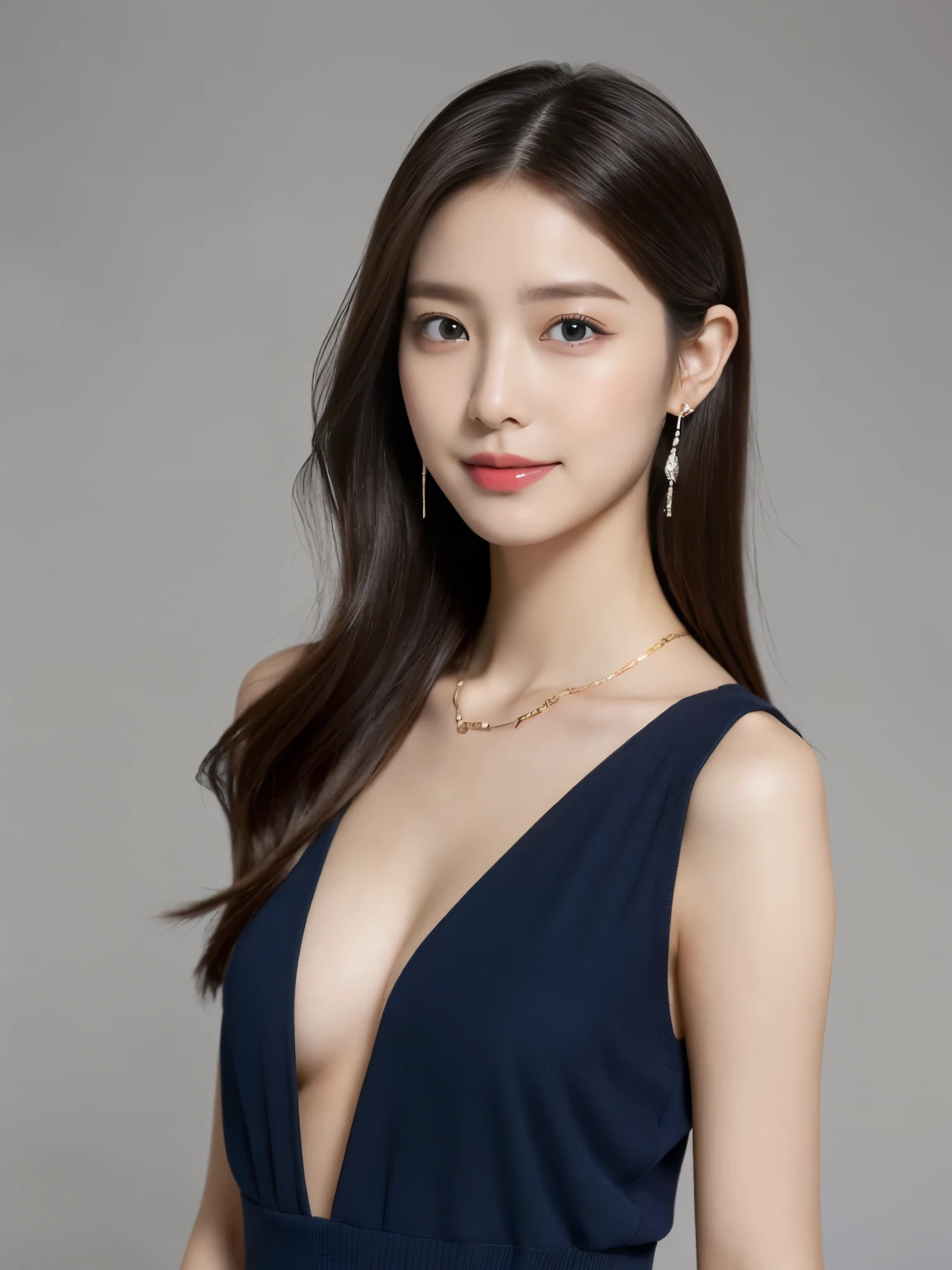 (Best quality, 8k, 32k, Masterpiece), 35mm lens,f/1.8, (from side:1),(cowboy shot:1.5), looking at viewer,
solo, a beautiful japanese woman, beautiful eyes,bright pupils,smile,delicate face,detailed skin, medium breasts, wearing Sweetheart-Neck Midaxi mini Dress, (exquisite necklace:1.5), white background
(Vibrant color saturation:0.35),