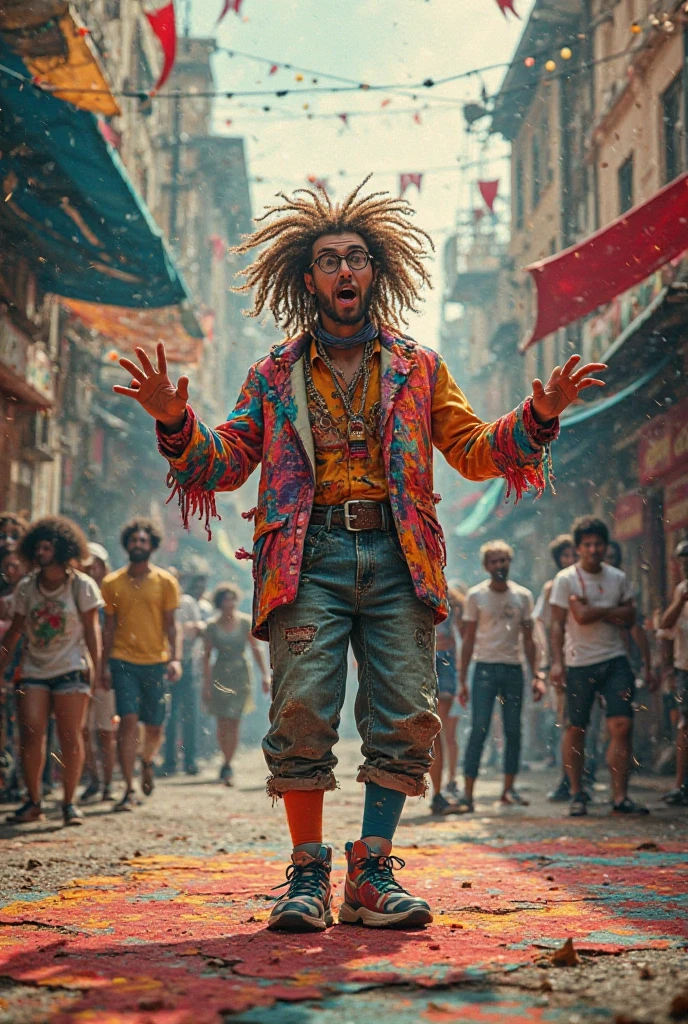 hyper-realistic photo of a Yorkshireman wearing Life Djs clothing and a bucket hat breakdancing in front of a crowd of children in a circle with a stereo in the corner
