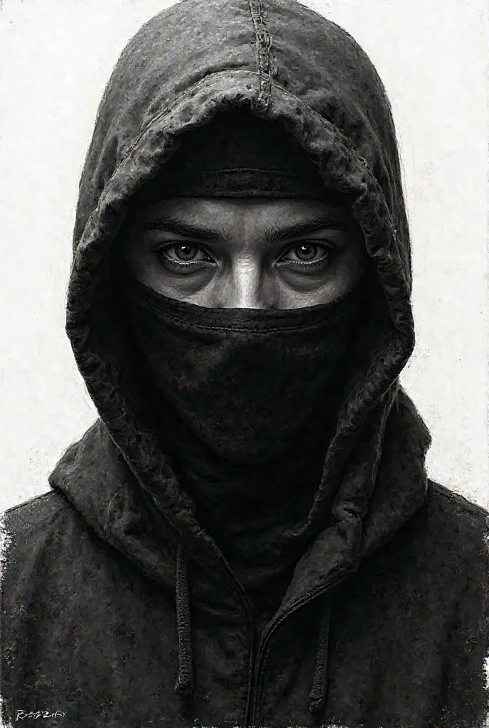 Close-up portrait of a young woman with a rebellious and defiant expression. His face is in the foreground, softly and dimly lit, highlighting her light skin. He wears a black hood that covers most of his head., leaving only his mouth and tongue visible. About the hood, A white cross stands out at the top, contrasting with the dark fabric. the woman has her mouth open, showing a wide, provocative smile while sticking her tongue out, creating a bold and defiant effect. The light is subtle, with soft shadows that add a dramatic touch to the face and hood. The style is hyperrealistic, capturing the details of the fabric texture, Shiny teeth and wet tongue,The hood covers his eyes and nose,only the mouth visible