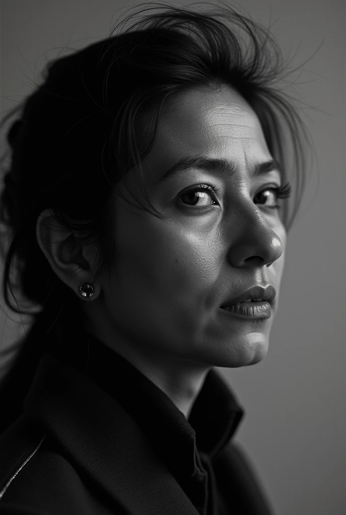 Cinematographic frame by the author Jose Maria Arguedas, ultra quality black and white profile looking at the camera , Ultramaestro