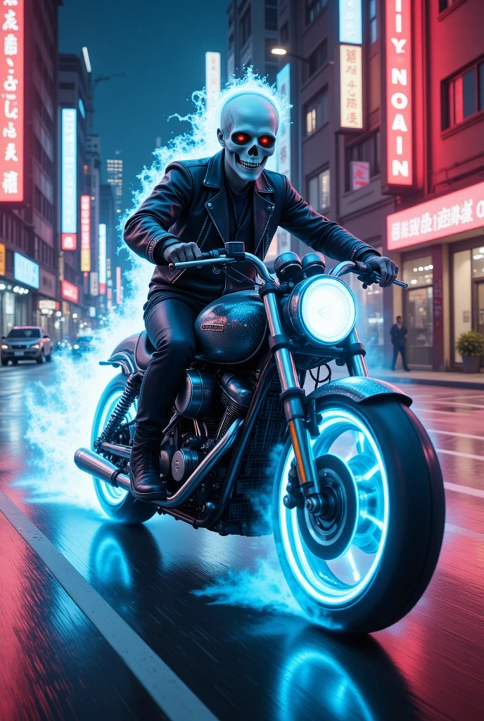 Color Field Painting xlmrblng15-1300, mature Ukrainian skeleton riding an electric motorcycle by Rene Lalique made of Edison phonograph horns, wearing a Tesla coil backpack, in a black-tinted (battlefield, explosions:1.33), white filigree inlay, <lora:TeslaPunkAIv2:0.8>