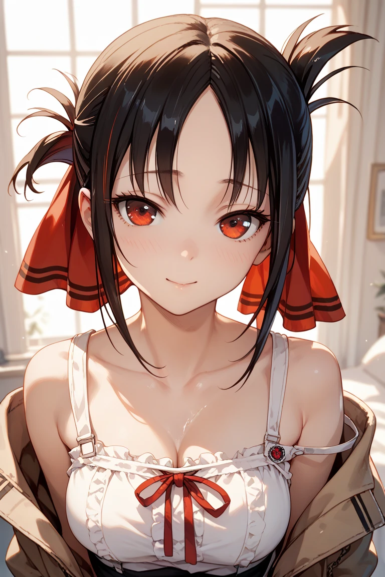 ((best quality)), ((masterpiece)), (detailed), perfect face, girl, beautiful girl, Dressed in underwear, black hair, Red eyes, beautiful, cute, C cup breasts