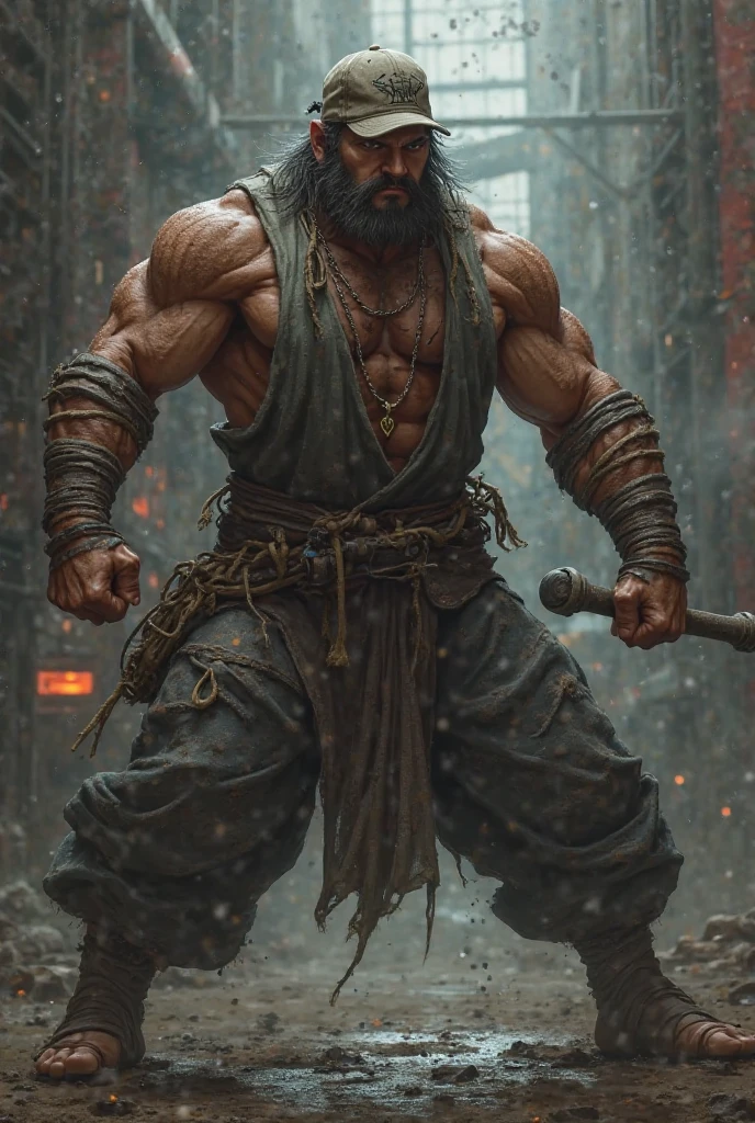 A man with a wooden sticks