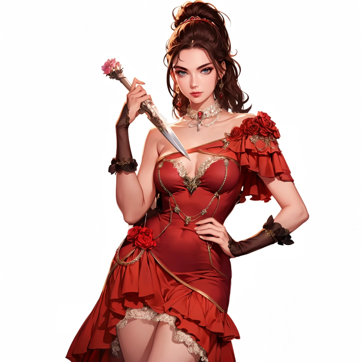 milf, mature female, busty, huge , huge breasts, hentai, high detail, close up, symmetrical, high quality, absurdres, high res, ultrasharp, 8K, masterpiece, extreme attention to detail, perfect face,Realistic, (masterpiece, top quality, best quality,) very detailed, most detailed, (1woman:1.3), nsfw, smile, red lips, kate beckinsale face, long hair, red ball gown, red ball gown victorian era, red, victorian era dress, detail dress, detail pattern dress,