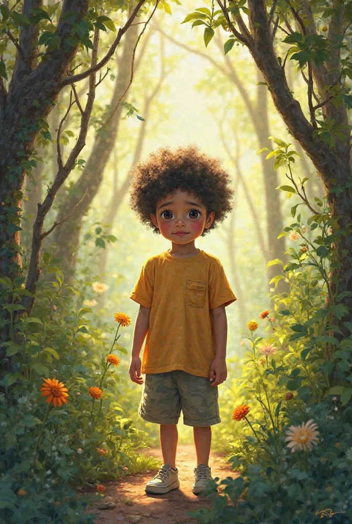 um menino de 6 anos de idade, cabelos castanho, corpo inteiro, disney pixar, cute