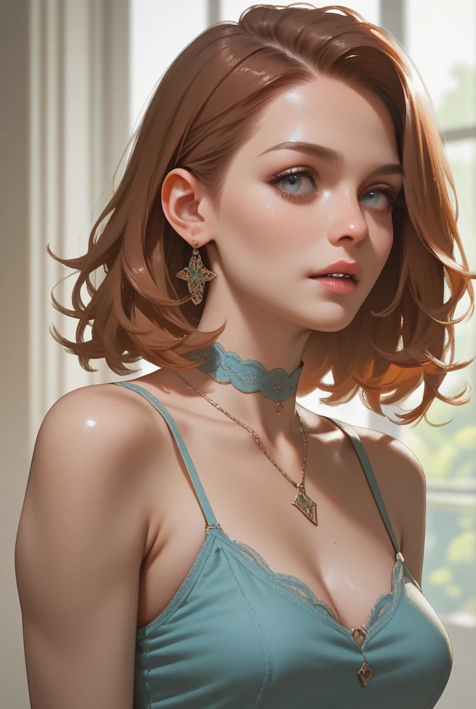 Create a stunning fine art piece rendered in ultra-high definition, inspired by the smooth lines and expressive style of Jeremy Mann. This artwork features a fresh French supermodel with auburn hair styled with short bangs, characterized by an elegant aquiline nose and a fair complexion. The model is beautifully captured in ink, wearing a cute dating dress that complements her graceful posture. The focus is on light, shadow, and space, with a simple background that allows the ink's contrast to emphasize her refined expression. | The composition is designed to highlight the natural beauty of the model, with well-defined facial features, natural skin tones, and realistic lighting that brings the painting to life. The model faces the viewer directly, her calm expression creating a lifelike connection. Special attention is given to the details, such as the texture of her hair with short bangs, the clarity of her eyes, the subtle contours of her aquiline nose, and the delicate flow of her dress. | This fine art piece is meticulously crafted to ensure anatomical correctness and textured skin with ultra-realistic detail, making it a true masterpiece. The artwork is rendered in stunning 16K resolution, capturing every nuance with perfect composition, design, and layout. The high-quality rendering ensures that every detail is enhanced for a flawless and immersive visual experience. Keywords: (perfect composition), (perfect design), (perfect detail), (ultra-detailed), (enhance all), (fix everything), (more detail), (enhance).