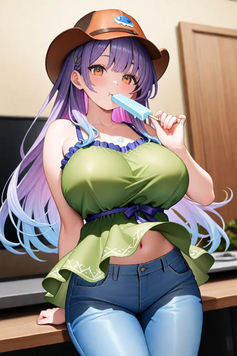 ((Highest quality)), ((Tabletop)), (detailed), , Dressed in a torn khaki safari shirt and miniskirt, Tied to a wooden pole in the jungle、Slime pouring down from above, Slime all over my face and bare feet, A khaki safari shirt that was torn to reveal cleavage, Mucus dripping from face and hair, Blushing、Trying to escape with a frightened expression, Tie your arms behind your back., Slime splattered over most of his face., Slime spreads all over the body, Blushing and frightened, Struggling to escape, Tied up Tentacles in the skirt