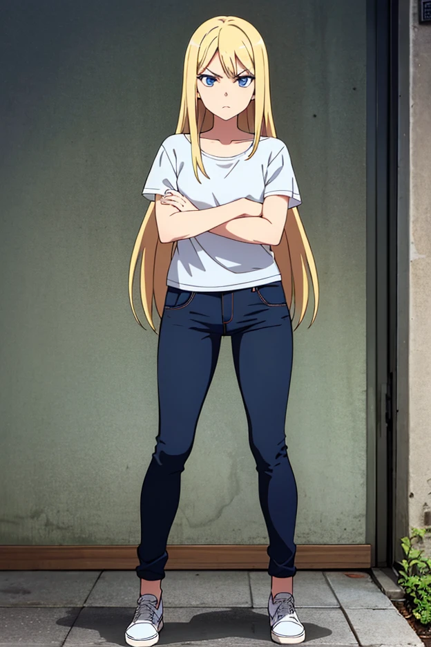 (1girl,20 years old,mature female),blonde hair,extra long hair,brown vest, sleeveless, bare shoulders,brown shorts,((white background,line drawing)),(((back view))),looking up,