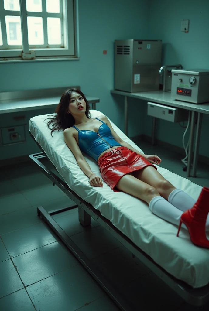 restrained on the operating table、getting an injection in the chest