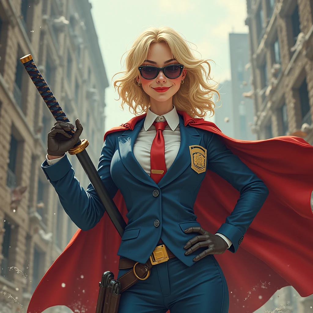 ((Full body):1.2),((Selective color):1.1), Drawing of a Female Bureaucrat in her Official Uniform, Glasses, magic wand with blue glow, smooth lines, fine art piece, Express expressions and postures through ink contrast, emphasize light, shadow and space. figurative art, (best quality, 4K, 8k, high resolution,masterpiece:1.2) ,(actual, photoactual, photo-actual:1.37).