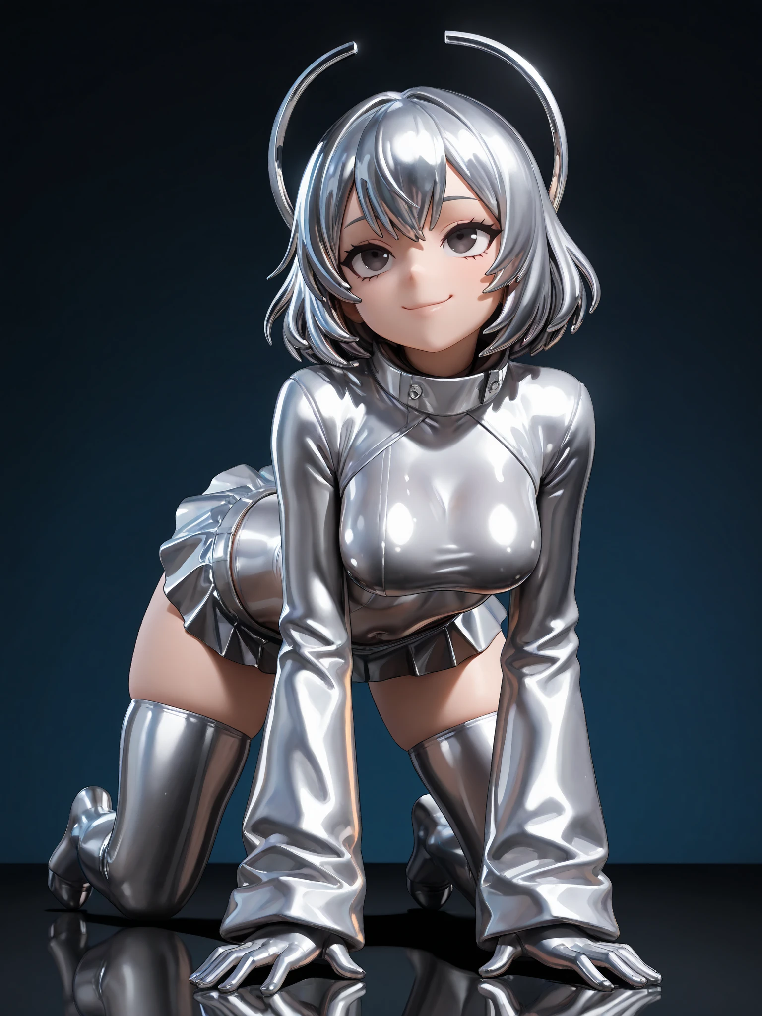 white hair, short cut,1girl,short pants, sneakers, beautiful eye, full body, dancing, looking away, black suit,[realistic], [3d], smile, closed mouth,(8k, RAW photo, best quality, masterpiece:1.2), ultra high res, photo realistic, professional lighting, detailed lighting, professional photography, high quality, high res, extremely detailed, bloom, depth of field, sketch, sharp focus, soft lighting, detailed, detailed skin, to8contrast style