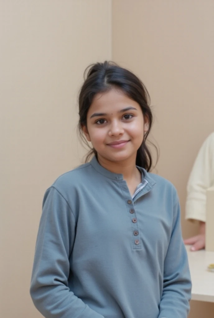 Beautiful 20 years old muslim girl sitting in exam hall text written in background "All eyes on Sifa Bhabhi "
