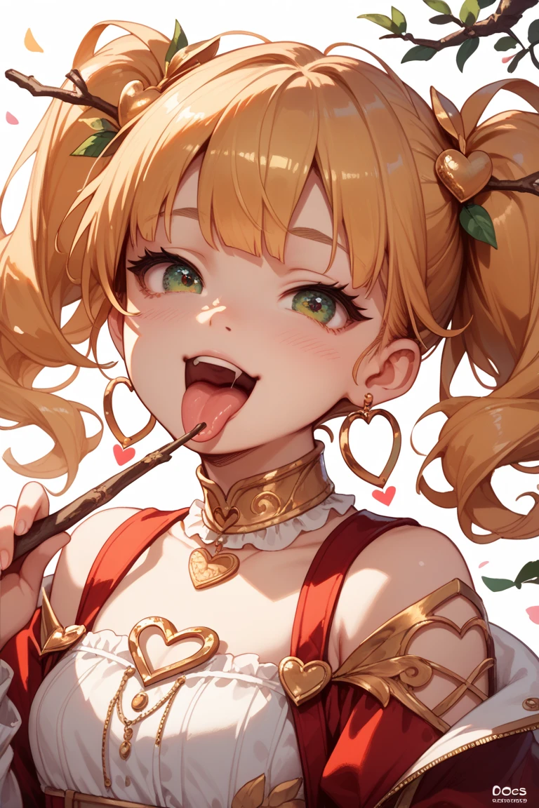 animesque、a sticker、顔と口メインのa sticker、Close-up of the mouth、1beautiful girl、pink elf santa claus girl、17 age、(((I mainly draw the mouth、super close up of mouth、tongue、long tongue、sticking out the tongue、Show the inside of the mouth、Open your mouth wide and show me your throat)))、Santa Bikini、teak、lip stick、braid hair、Colossal tits、cleavage of the breast、simple background、