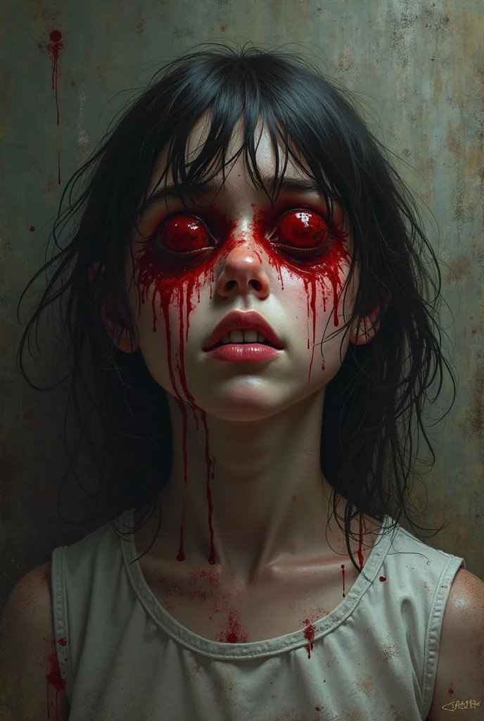 Close-up portrait of a demonic monster with black scales that evokes fear, fantasy setting, horror environment, Pathological color, dark lighting, in the atmosphere, cinematic, Looks grumpy, In the style of Diego Coy, Gina Heyer, Luis Scanela, Art by Alyssa Monk, depth, hyper realism, Rule of thirds, golden ratio, oil on canvas, 8k