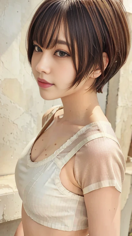 ((masterpiece:2.0, best quality)), ((ultra high res)), (photo realistic:1.4), 8k, absurdres, detailed shadow, sharp focus, super detailed skin, (fashionable street:1.4),
very cute, extremely detailed eyes and face, eyes with beautiful details, 20 yo, japanese, (round face:1.2), natural makeup, nsfw, (baby face:1.0), (:1.0), (pixie cut:1.1), (flat nose:1.2),
curvy style, supermodel, perfect nipple, extremely detailed nipple, round areola, large breasts, narrow waist,
break, (black turtleneck:1.4), (nipple slip:1.4), (elbow squeeze:1.4), (breasts squeezed together:1.4),