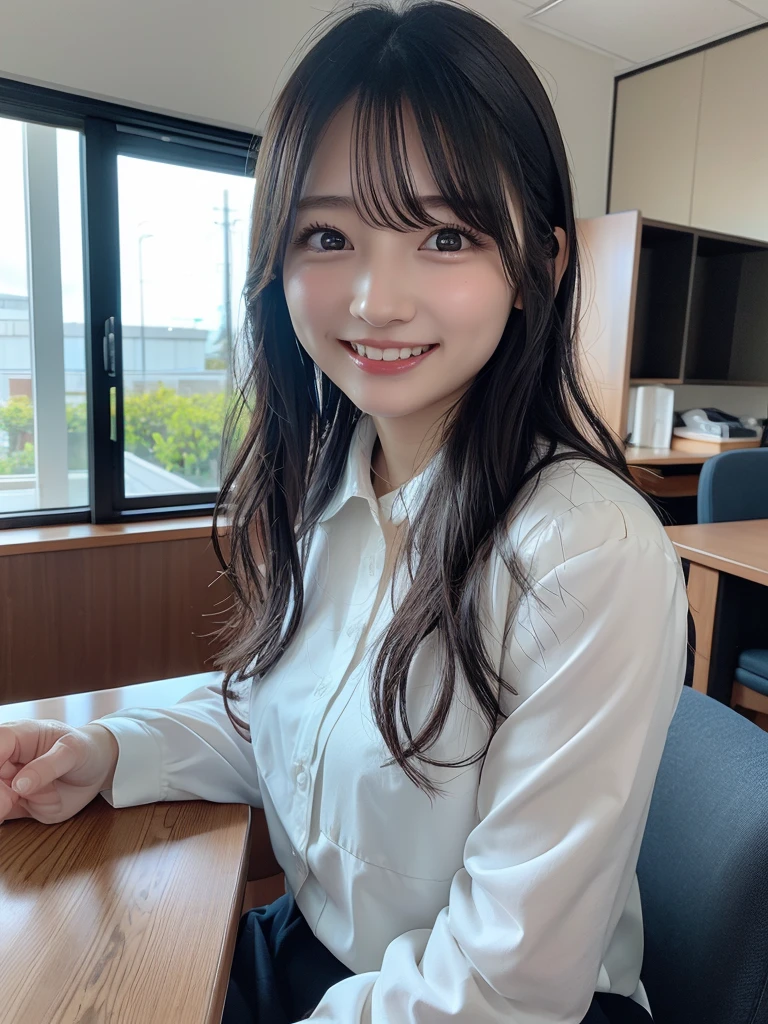 (Enjoy vaginal sex, Insert a penis into your:1.2, 15 years old:1.4, handsome face, baby face, smile, I pulled up my blazer, ponytail hair, (highest quality, 8K, masterpiece :1.3), かわいらしいsmile, Emotional, (glowing skin, shiny hair:1.4), indoors, masterpiece, highest quality, (super detailed)