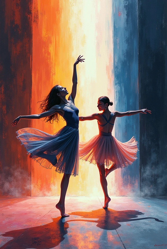 Illustration style, oil painting, dancing girl, vista