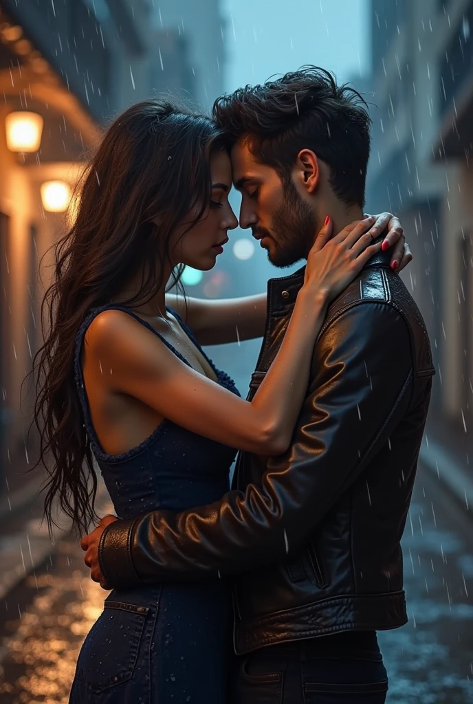 raw Photo,cinematic film still,(((detailed facial features))),(very detailed skin:1.2),realistic details,
amazing quality,simulated film particles,wallpaper,analog film grain,detailed character expressions,full_shot,ass_focus,from_below,
(masterpiece, 8k, ultra realistic, perfect lighting, photography from above:1.5),light red and blue,
At night, on the streets of a city with heavy rain, a young man and a young woman were tightly hugging each other. The man and woman were kissing passionately, and the street lamp shone on them. The wind messed up the hair of the man and woman. The man's expression was very excited, and the woman's expression was very excited. The man held the woman with all his strength, and the woman also held the man with all her strength. The man bent down to kiss passionately, and the woman looked up to kiss the man. The projection was beautiful and spectacular.
<lora:sd_xl_dpo_lora_v1:0.4>,