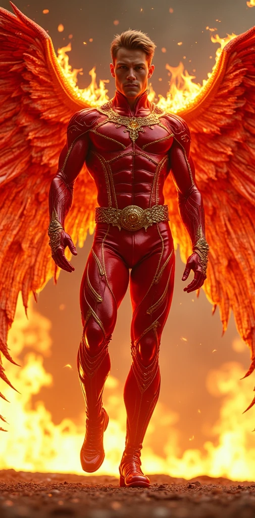 Full body shot of angry guy from Korean with a singer idol appearance, flying in the air with black devil wings, lightning, ,handsome, brown boots , nude body , midnight, raised a light power,torch, small soft man penis.