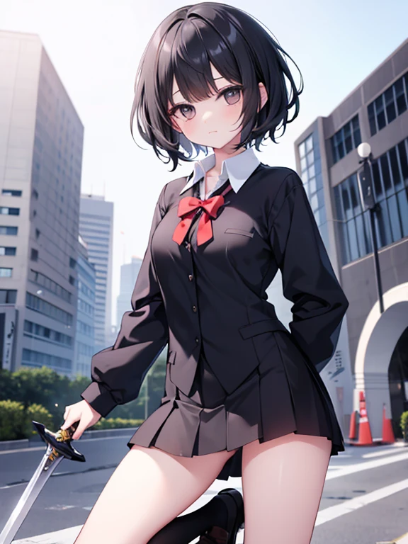 (masterpiece, highest quality), High resolution, (illustration: 1.3), Butt up,1 girl, 35 years old, mature woman, (cute:1.3), medium breasts, Black Bob Cut, (wink:1.3), Salaryman Suit, mini skirt, tokyo street, night, moonlight, cowboy shot
