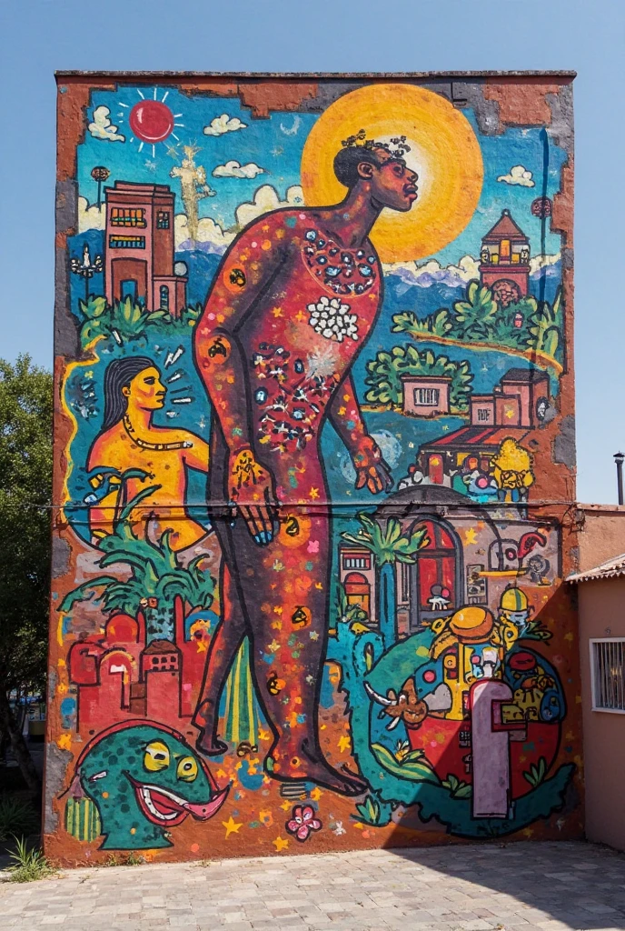 Menino arts de rua cultura brasileira Cristo redentor Favela estilo pintura Leonardo davunt , Picasso
