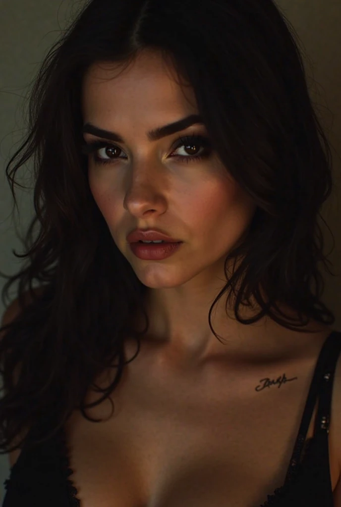 raw photo, bust portrait, Megan Fox, simple dark background, spot lighting, backlight, cool lighting