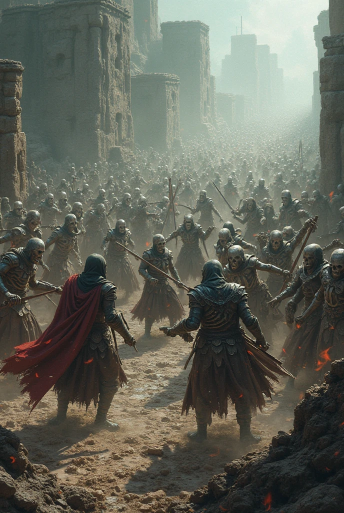 arafed image of a large group of men in armor, still from lord of the rings, cgsociety award, anamorphic cinematography, fear and anger in their eyes, pitchblack sky, by Edmund F. Ward, rivendell, wielding a long halberd, the great wall, trench crusade, dreads, journalistic photograph, parallax »